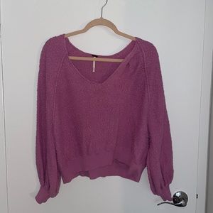 Free People purple cropped v neck sweater